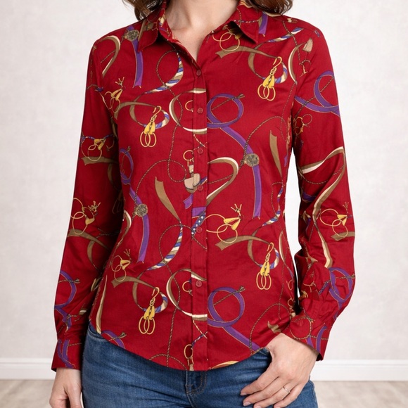 J Mclaughlin Tops - J. McLaughlin Betty Red Button Down Size Small